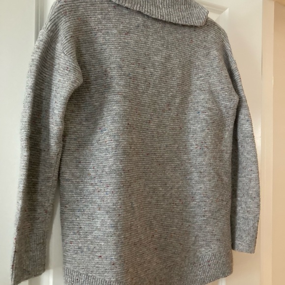 LOFT small sweater gray cowl neck ribbed - Picture 8 of 12